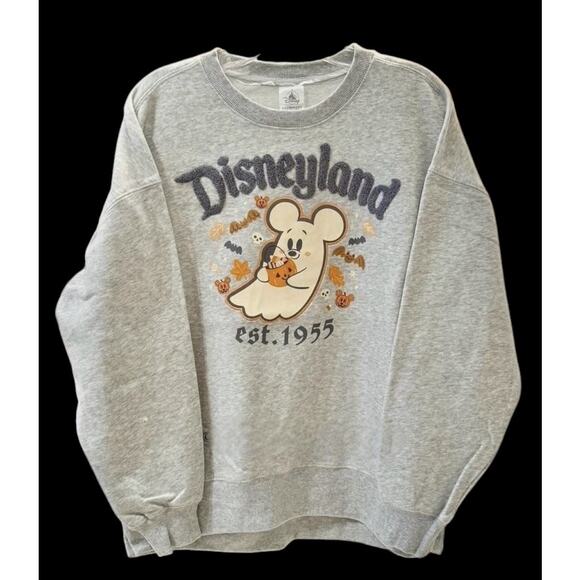 NWT Disney Parks 2025 Disneyland Cutie Embroidered Ghost Grey Sweatshirt L XL - Picture 1 of 2